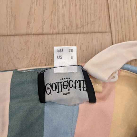 Collectif Sz S/US 6 Rainbow Stripe 50s Pinup Retro Rockabilly Pencil Dress - Picture 6 of 15